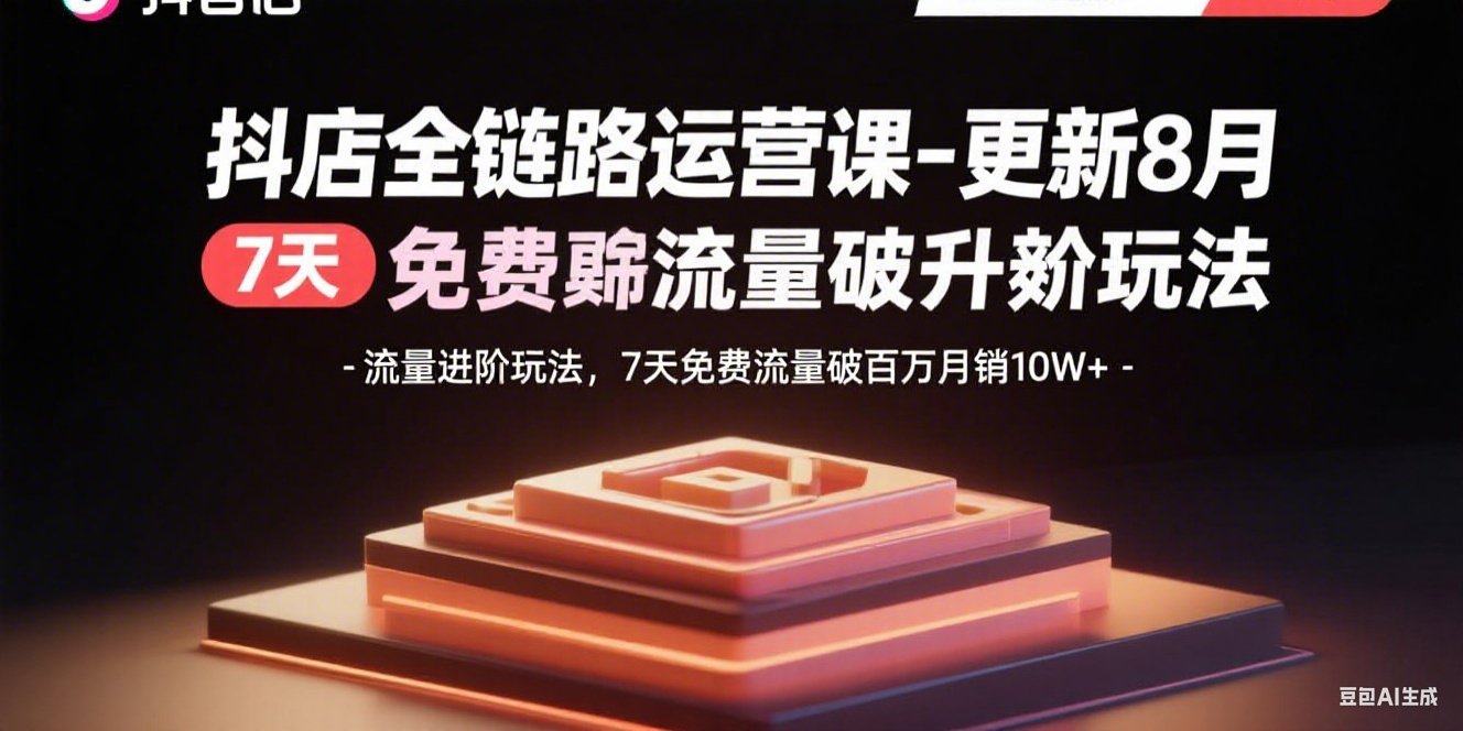 抖店全链路运营课-更新8月：流量进阶玩法，7天免费流量破百万月销10W+-百盟网