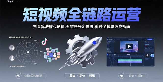 短视频全链路运营：抖音算法核心逻辑,五维账号定位法,剪映全模块速成指南-百盟网