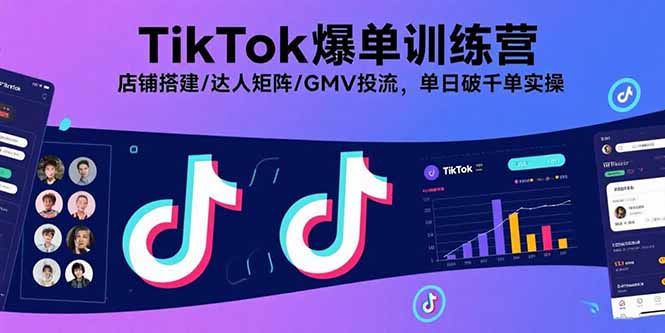 TikTok爆单训练营，店铺搭建/达人矩阵/GMV投流，单日破千单实操-百盟网