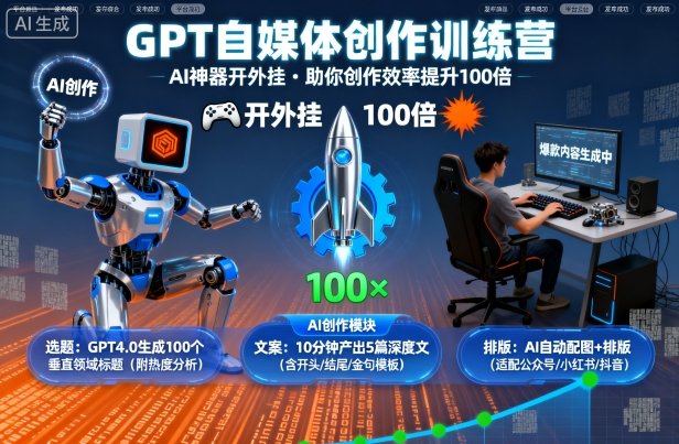 GPT自媒体创作训练营：AI神器开外挂，助你创作效率提升100倍-百盟网