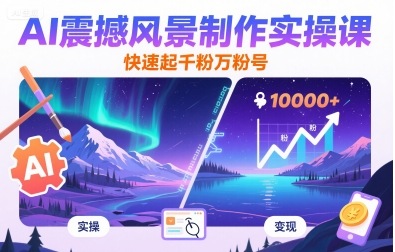 AI震撼风景制作实操课，快速起千粉万粉号-百盟网