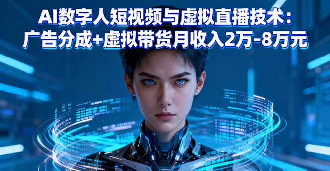 AI数字人短视频与虚拟直播技术：广告分成+虚拟带货月收入2万-8万元-百盟网