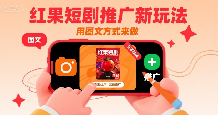 红果短剧推广新玩法，用图文方式来做，有手就会-百盟网