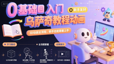 0基础入门乌萨奇教程动画，3D动画全流程，新手也能跟着上手-百盟网