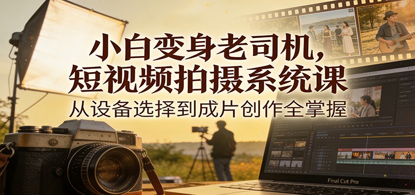 小白变身老司机，短视频拍摄系统课，从设备选择到成片创作全掌握-百盟网