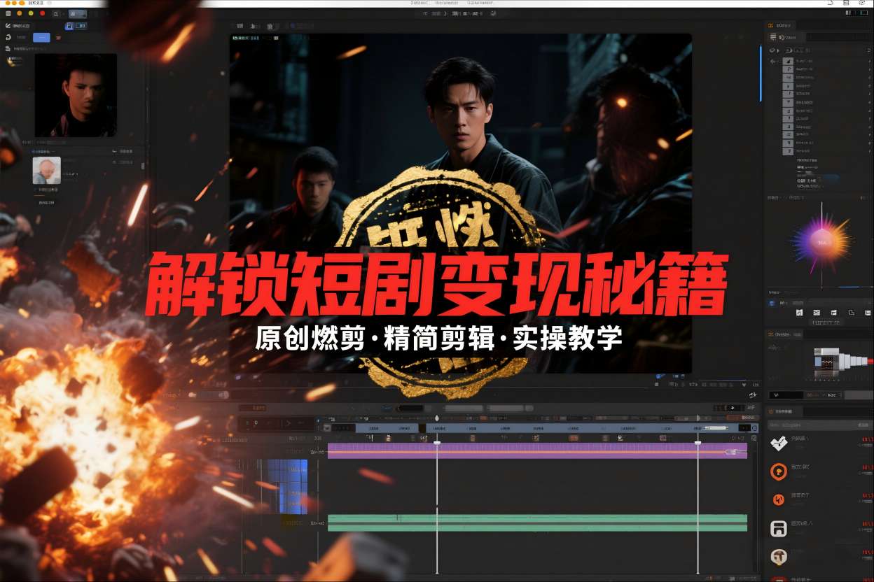 短剧拉新之原创燃剪精简剪辑实操课，解锁短剧变现秘籍-百盟网