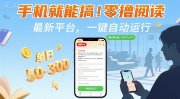 手机就能搞！零撸阅读挂G，最新平台，一键自动运行，随时随地挣，单日50-3张+【揭秘】-云创网