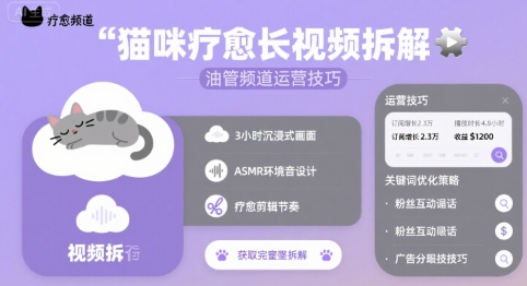 猫咪疗愈长视频拆解 &油管频道运营技巧-百盟网