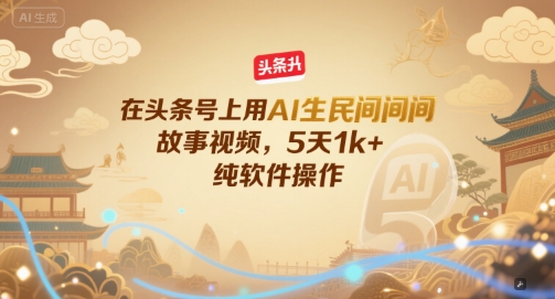 在头条号上用AI生民间故事视频，5天1k+，纯软件操作-百盟网