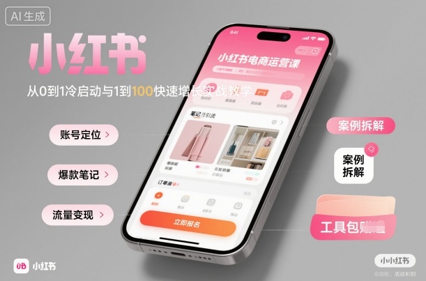 小红书电商运营课：从0到1冷启动与1到100快速增长实战教学-百盟网