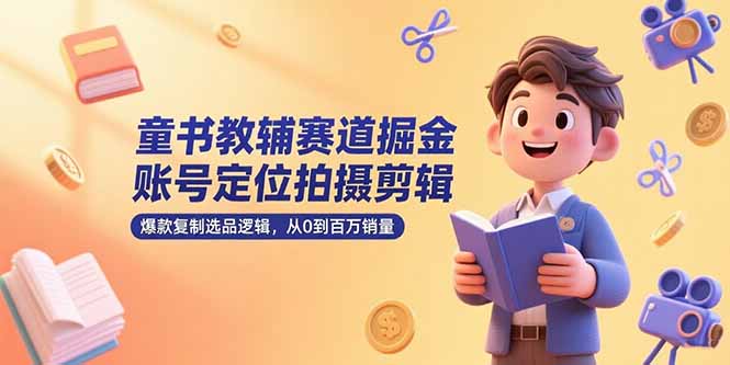 童书教辅赛道掘金，账号定位拍摄剪辑，爆款复制选品逻辑，从0到百万销量-百盟网