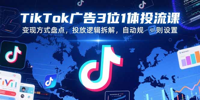 TikTok广告3位1体投流课，变现方式盘点，投放逻辑拆解，自动规则设置-百盟网