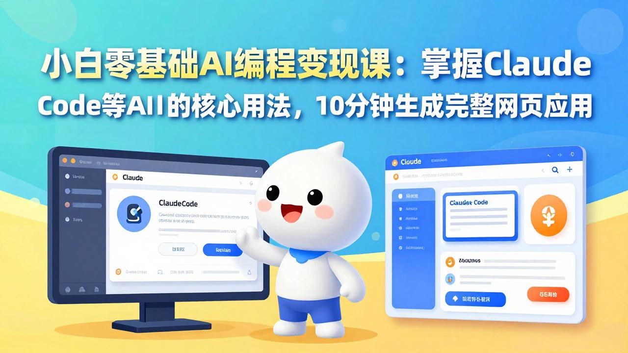 小白零基础AI编程变现课：掌握Claude Code等AI工具的核心用法，10分钟生成完整网页应用-百盟网