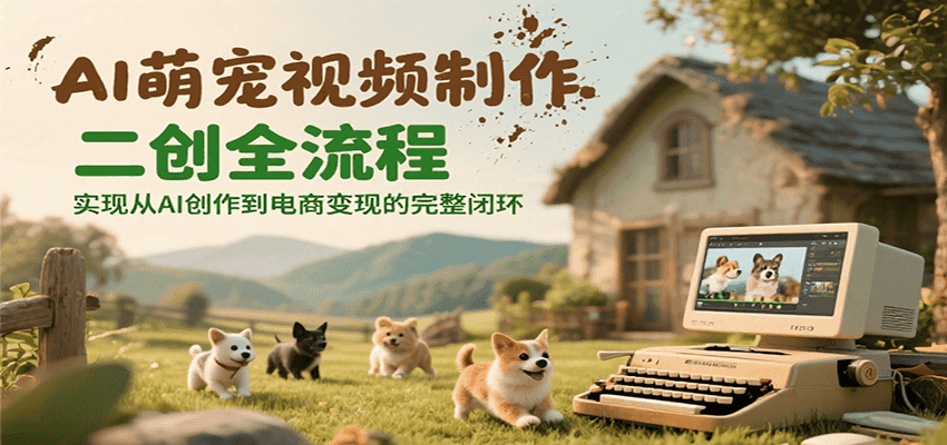 AI萌宠视频制作二创全流程，实现从AI创作到电商变现的完整闭环-宝创网