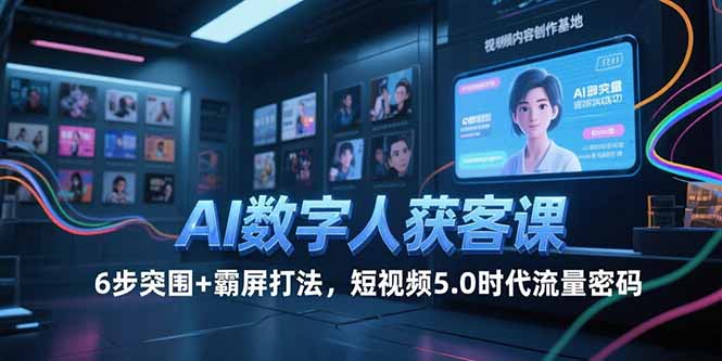 AI数字人获客课，6步突围+霸屏打法，短视频5.0时代流量密码-百盟网