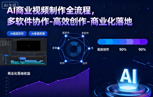 AI商业视频制作全流程,多软件协作-高效创作-商业化落地-百盟网