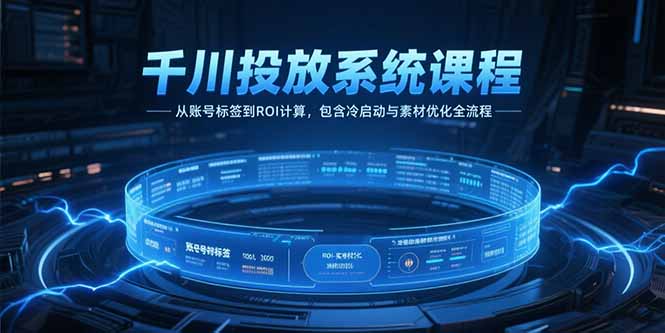 千川投放系统课程，从账号标签到ROI计算，包含冷启动与素材优化全流程-百盟网