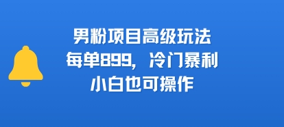 男粉项目高级玩法，每单899，冷门暴利，小白也可操作-百盟网