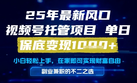 25年最新风口，视频号托管项目，单日保底变现1k+，手把手教学【揭秘】-百盟网