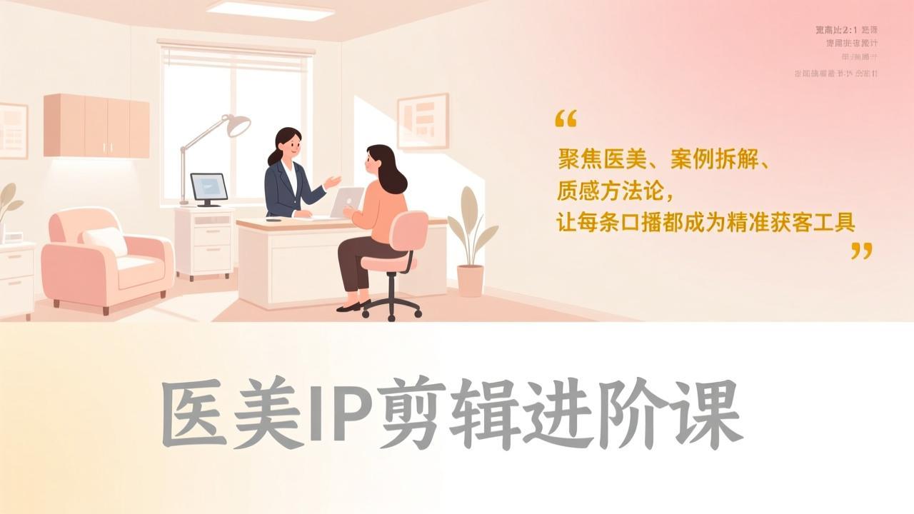 医美IP剪辑进阶课，聚焦医美、案例拆解、质感方法论，让每条口播都成为精准获客工具-百盟网