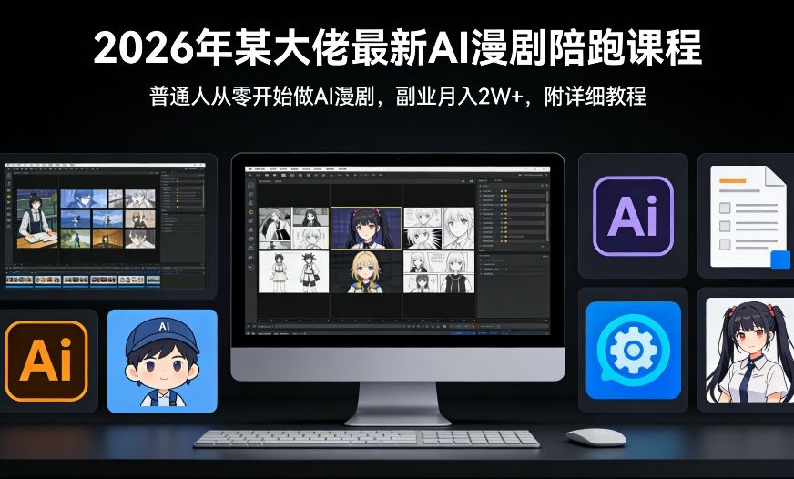 26年某大佬最新Ai漫剧陪跑课程，普通人从零开始做AI漫剧，副业月入2W+-百盟网