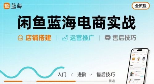 闲鱼蓝海电商实战，店铺搭建运营售后全流程-宝创网