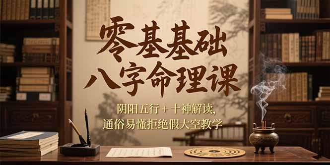 零基础八字命理课，阴阳五行+十神解读，通俗易懂拒绝假大空教学-百盟网