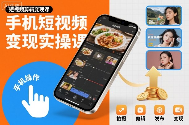 手机短视频变现实操课，短视频剪辑变现课-百盟网
