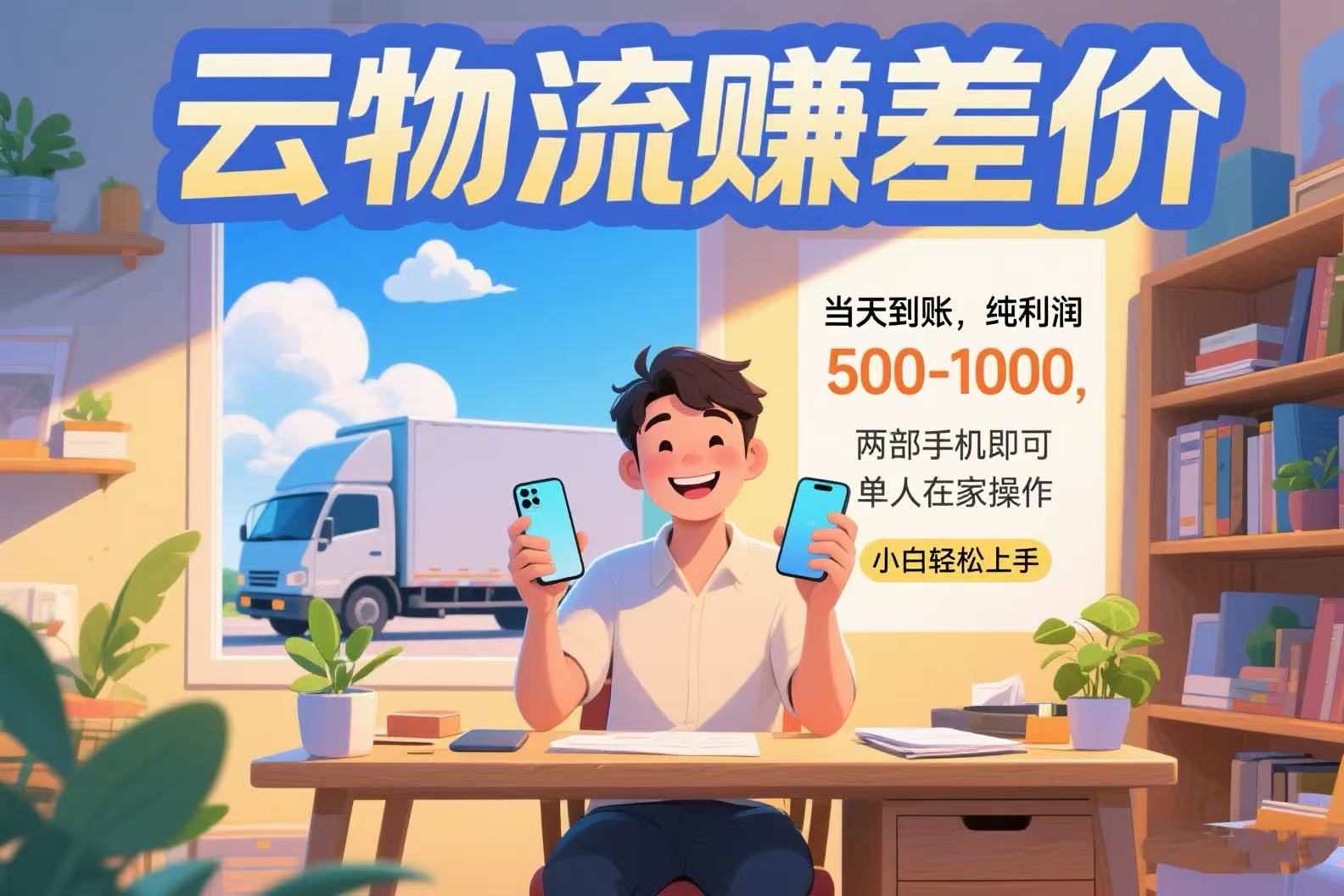 云物流赚差价 当天到账纯利润500-1000 两部手机即可 可单人在家操作 小…-项目网