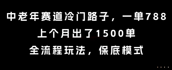 中老年赛道冷门路子，一单788，上个月出了1500单，全流程玩法，保底模式【揭秘】-百盟网