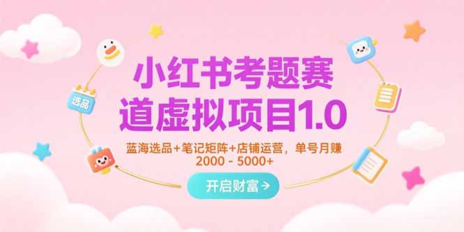 小红书考题赛道虚拟项目1.0，蓝海选品+笔记矩阵+店铺运营，单号月赚5000+-百盟网