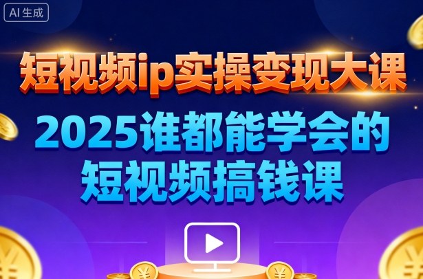 短视频ip实操变现大课，7月26-27日广州站线下课，2025谁都能学会的短视频搞钱课-百盟网
