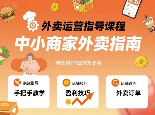 外卖运营指导课程，中小商家外卖指南，手把手带出能挣钱的外卖店-百盟网
