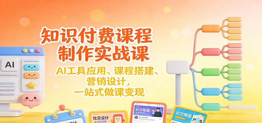 知识付费课程制作实战课：AI工具应用 、课程搭建、营销设计，一站式做课变现-百盟网