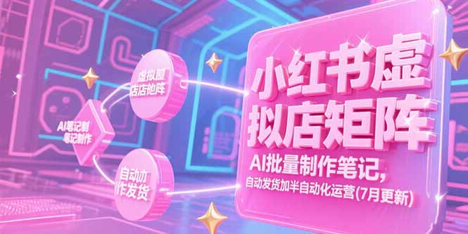 小红书虚拟店矩阵，AI批量制作笔记，自动发货加半自动化运营(7月更新-百盟网
