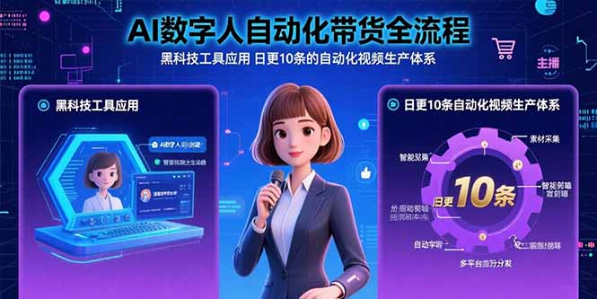 AI数字人自动化带货全流程：黑科技工具应用 日更10条的自动化视频生产体系-百盟网