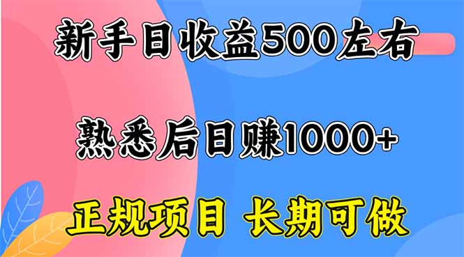新手日收益500+ 正规项目 长期可做-百盟网