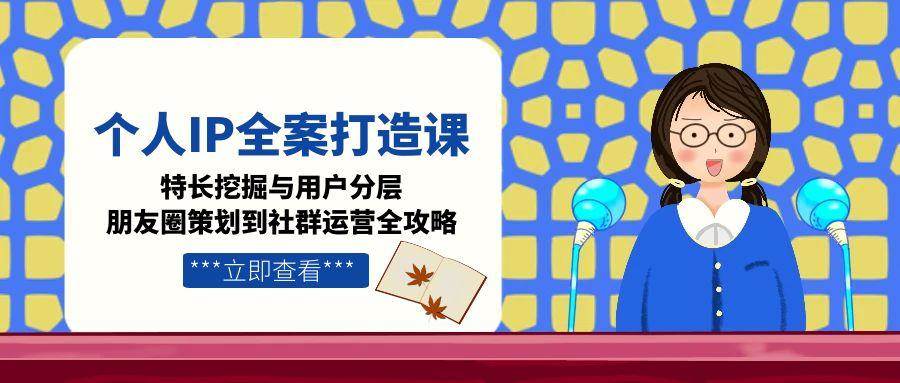 个人IP全案打造课，特长挖掘与用户分层，朋友圈策划到社群运营全攻略-百盟网
