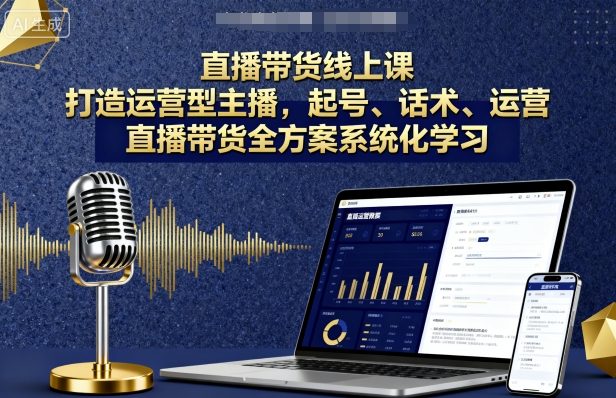 直播带货线上课，打造运营型主播，起号、话术、运营，直播带货全方案系统化学习-百盟网