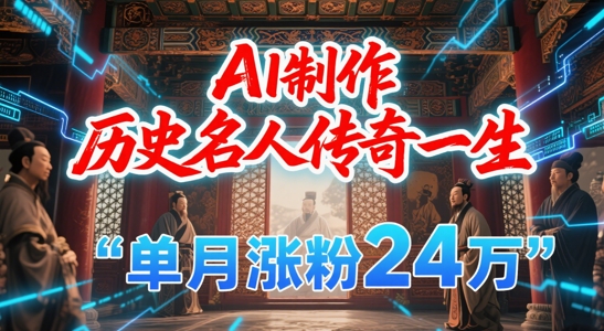 暴力起号！用AI制作历史名人传奇一生，单月涨粉24W，涨粉+变现赛道黑马来了-百盟网