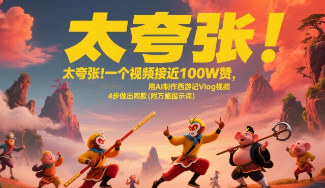 太夸张！一个视频接近100W赞，用AI制作西游记Vlog视频，全流程拆解来了(附万能提示词)-项目网