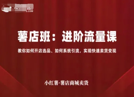 小红薯薯店商城卖货，进阶流量课，教你如何开店选品、如何系统引流，实现快速卖货变现-百盟网