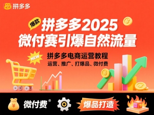 拼多多2025微付赛引爆自然流量，拼多多电商运营教程，运营、推广、打爆品、微付费-百盟网