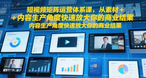 短视频矩阵运营体系课，从素材+内容生产角度快速放大你的商业结果-时光资源网