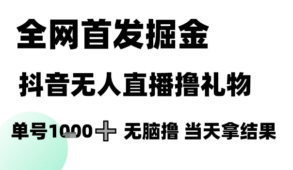 全网首发掘金抖音无人直播撸礼物，单号1k +无脑撸，当天拿结果【揭秘】-百盟网