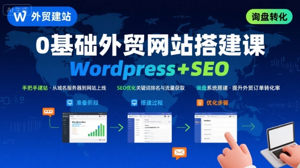 WordPress外贸建站+SEO优化课程，手把手教你从0到1搭建可获得询盘的外贸网站-百盟网