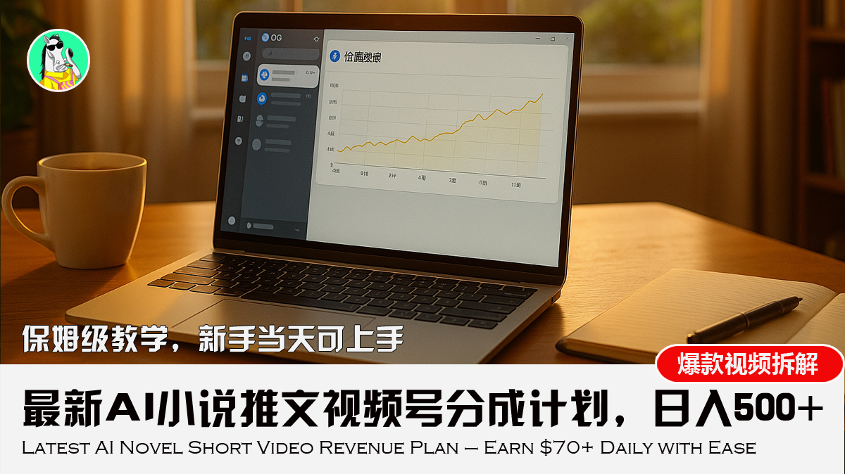 最新AI小说推文视频号分成计划，新手小白也能当天日入500+教程-时光资源网