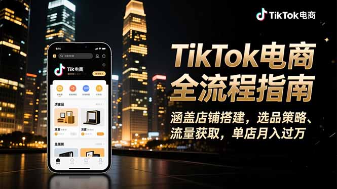 TikTok电商全流程指南，涵盖店铺搭建、选品策略、流量获取，单店月入过万-百盟网