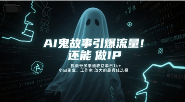 AI鬼故事引爆流量，还能做IP，视频号多渠道收益单日1k+，小白副业、工作室放大的最佳选择-百盟网