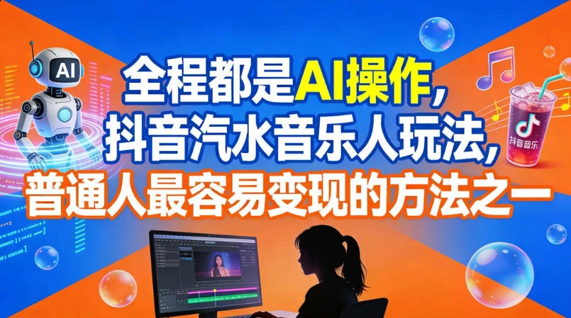 全程都是 AI 操作，抖音汽水音乐人玩法，普通人最容易变现的方法之一-百盟网
